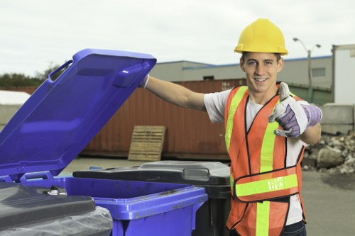 Workers sorting recyclables at a commercial site in Bayswater